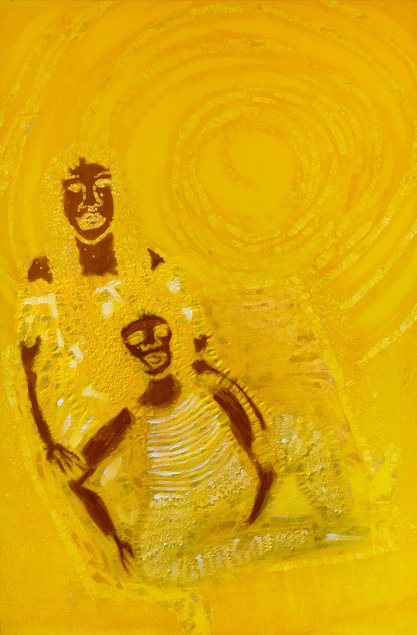 sola-olude-Gal Pals 2019 - Oil pastels, pigment - ink - acrylic - pastel - wax on canvas - 120 - 180 cm